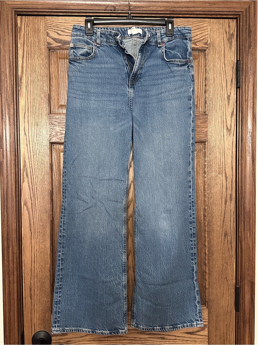 H&M Women's Blue Wide-Leg Denim Jeans